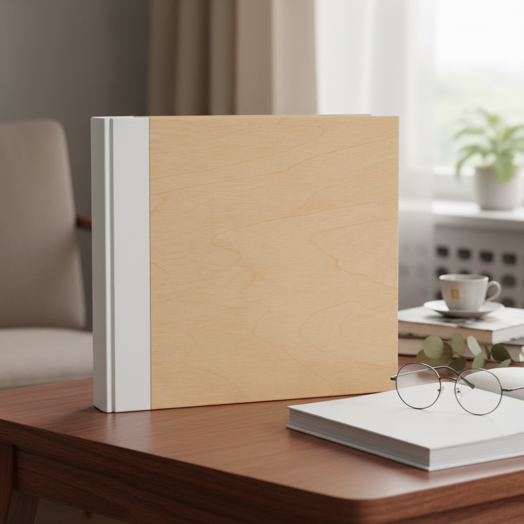 Album foto 10x15 cm, 500 poze, coperta alba tip lemn, buzunare, album mare capacitate - imagine 12